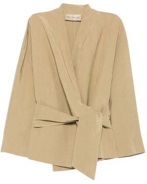 Cortana Simona Wrap-Style Belted Jacket - Natural