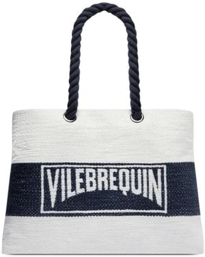 Vilebrequin Sac De Plage À Logo En Jacquard Et Poignée En Corde - White