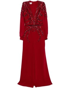 Saiid Kobeisy Beaded Jumpsuit - Red