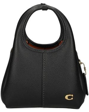 COACH Grained Leather Shoulder Bag - Black