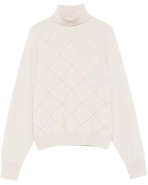 Peserico Rollkragenpullover mit Rautenmuster - Weiß