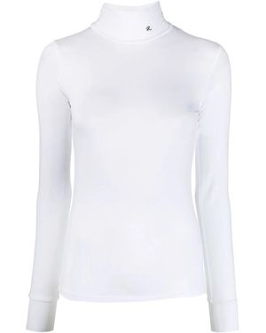 Raf Simons Logo-Embroidered Roll Neck Top - White