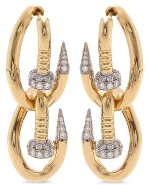 David Webb Double Bent Nail Diamond Earrings - Metallic