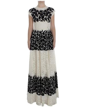Dolce & Gabbana Floral-Appliqué Lace Maxi Dress - White