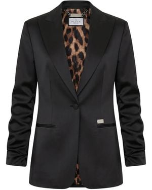 Philipp Plein Cady Ruched-Sleeve Blazer - Black