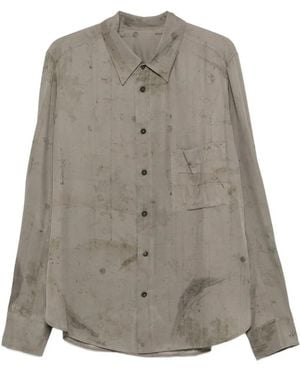 Ziggy Chen Pocket Print Shirt - Grey
