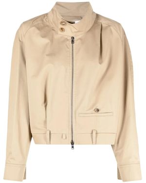 Goen.J Trouser-Motif Bomber Jacket - Natural