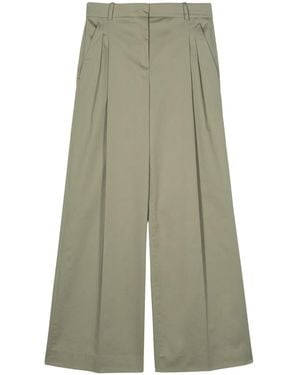Kiton Poplin Wide-Leg Pants - Green