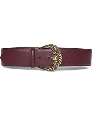 Etro Paisley-Pattern Buckle Leather Belt - Purple