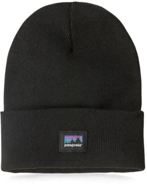 Patagonia Everyday Logo-Patch Knit Beanie Hat - Black