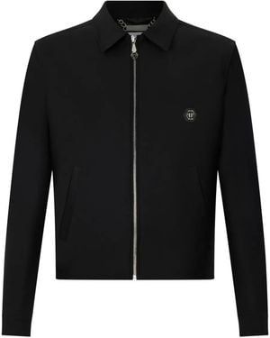 Philipp Plein Shirt-Collar Zip Jacket - Black