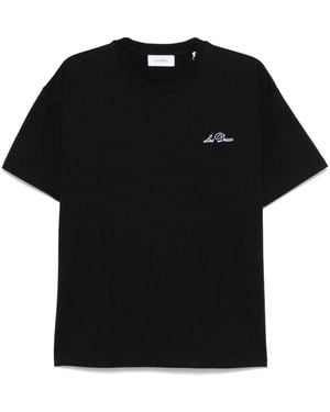 Les Deux Logo-Embroidered T-Shirt - Black