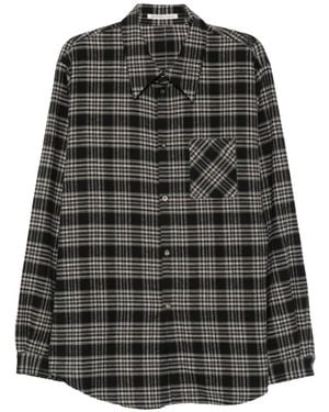 Individual Sentiments Check-Pattern Chest-Pocket Shirt - Grey