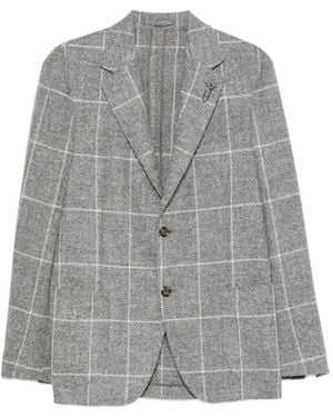 Lardini Check-Pattern Single-Breasted Blazer - Gray