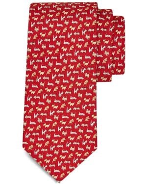Ferragamo Dogs-Print Silk Tie - Red
