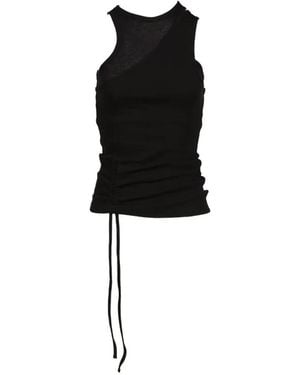 BOHEMSEO Layered Ruched-Detail Tank Top - Black