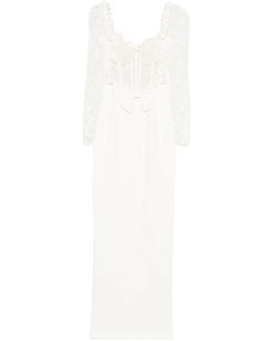 Alessandra Rich Vestido largo con lazo de encaje - Blanco