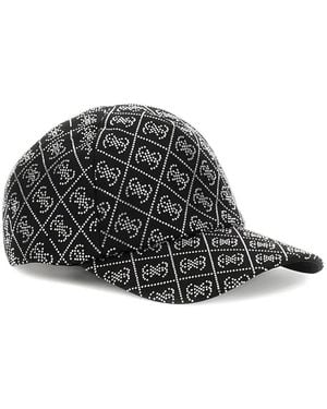 Guess Rhinestone-Embellished Logo-Pattern Cap - Grey