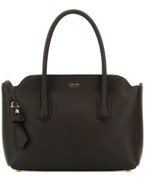 Tom Ford Alexandre レザーハンドバッグ M - ブラック