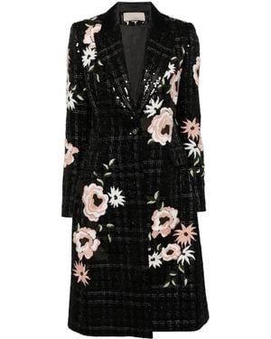 Elie Saab Embroidered Tweed Coat - Black