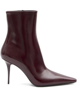 Saint Laurent 90Mm Ashley Pointed-Toe Ankle Boots - Purple