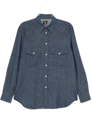 Doppiaa Double-Pocket Denim Shirt - Blue