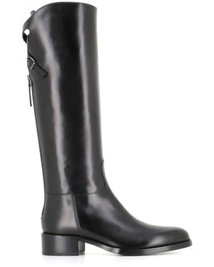 Sartore Knee-High Leather Boots - Black