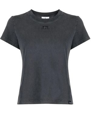 Courreges Logo-Patch Cotton T-Shirt - Black