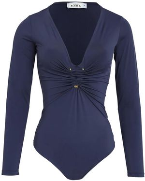 Amir Slama Body con detalle fruncido - Azul