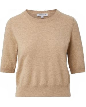 Veronica Beard Shana Short-Sleeve Sweater - Natural