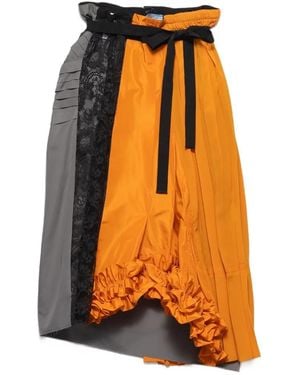 Prada Midi-Rok Met Patchwork - Oranje
