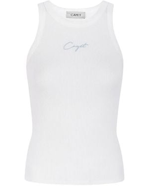 CAYET Rita Logo-Embroidered Ribbed Tank Top - White