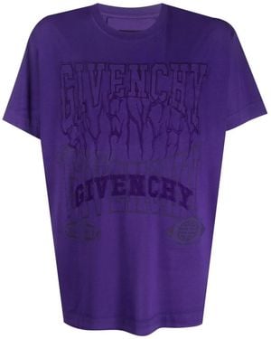Givenchy Logo-Embroidered Cotton T-Shirt - Purple