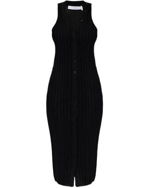 IRO Lyliane Button-Up Ribbed Midi Dress - Black