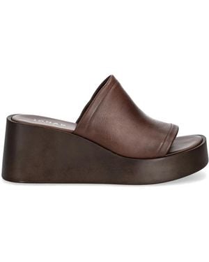 JONAK PARIS Eugene Wedge-Heel Leather Sandals - Brown