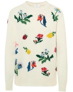 Malo Jersey Con Estampado Floral - Blanco