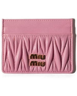 Miu Miu Matelassé Nappa Leather Card Holder - Pink