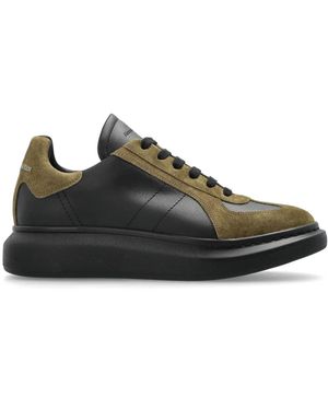 McQueen Leather Oversized Retro Trainers - Black