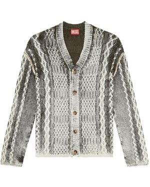 DIESEL Oval D Cardigan Mit Zopfmuster - Grün