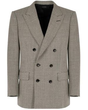 Tom Ford Opposite Birdseye Db Jacket Clothing - Gray