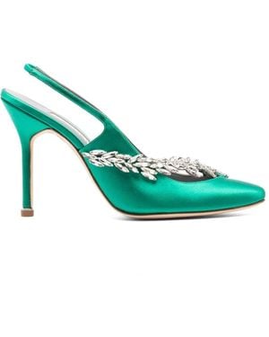 Balenciaga Manolo Blahnik Slingbacks Aus Gras - Grün
