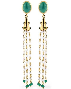 Boheme by Vero Onyx Pom Pom Earrings - Metallic
