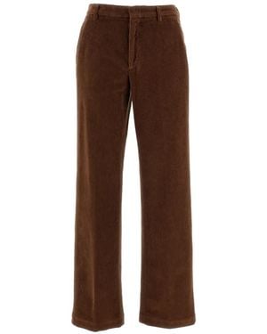 Cellar Door Corduroy-Texture Pants - Brown