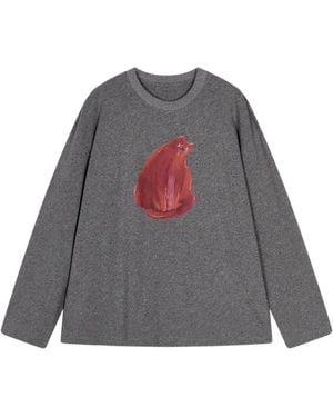 JNBY Cat-Print Long-Sleeve T-Shirt - Grey