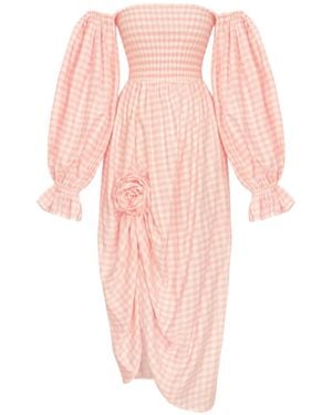 Sleeper Vestido Midi Atlanta Con Hombros Descubiertos - Rosa