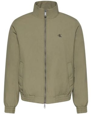 Calvin Klein Logo-Embroidered High-Neck Jacket - Green