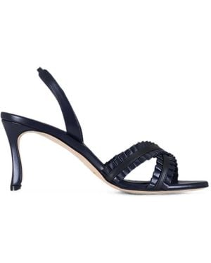 Manolo Blahnik Ruffled Crossover-Strap Sandals - Blue