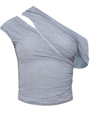 Self-Portrait Rhinestone-Embellished Top - Blue