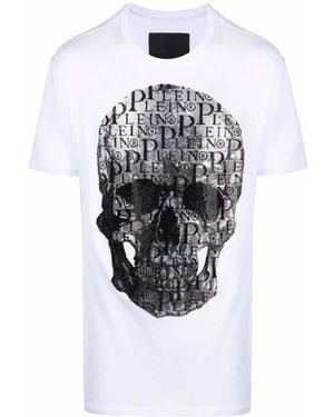 Philipp Plein Skull-Print Round Neck T-Shirt - White