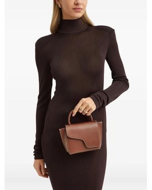 Atp Atelier Mini Montalcino Contrast-Stitching Flap Tote Bag - Black